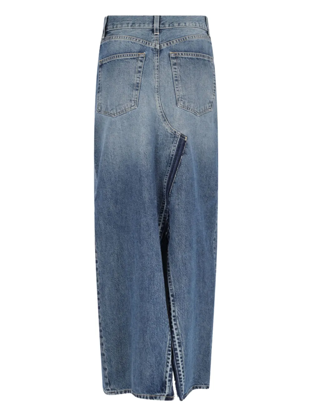 6397 denim split-front midi skirt Blauw