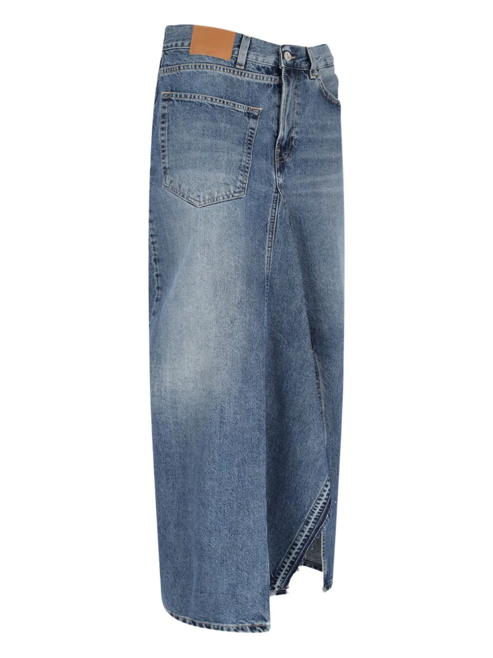 6397 denim split-front midi skirt Blauw