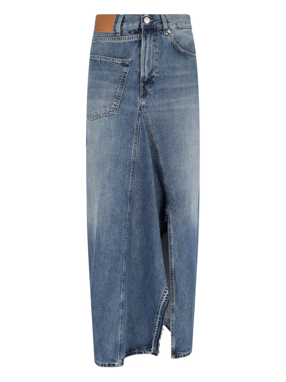 6397 denim split-front midi skirt Blauw