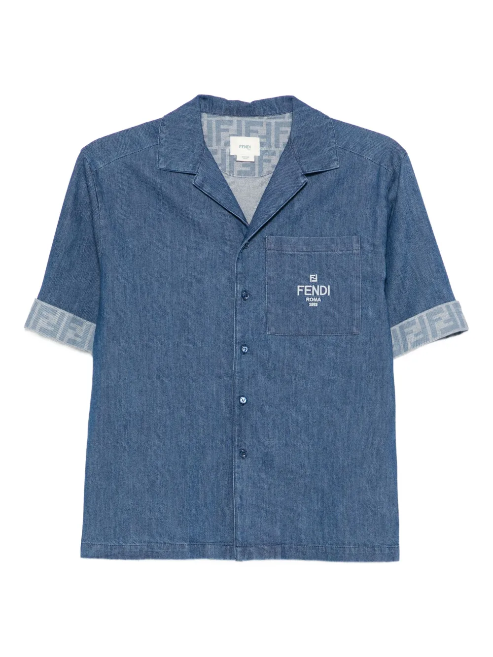Fendi Kids Camisa jeans com logo bordado | Azul | Image 1