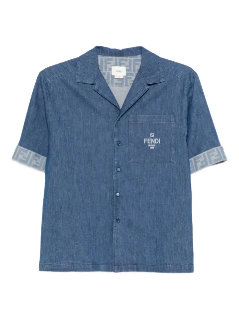 Fendi Kids embroidered-logo denim shirt