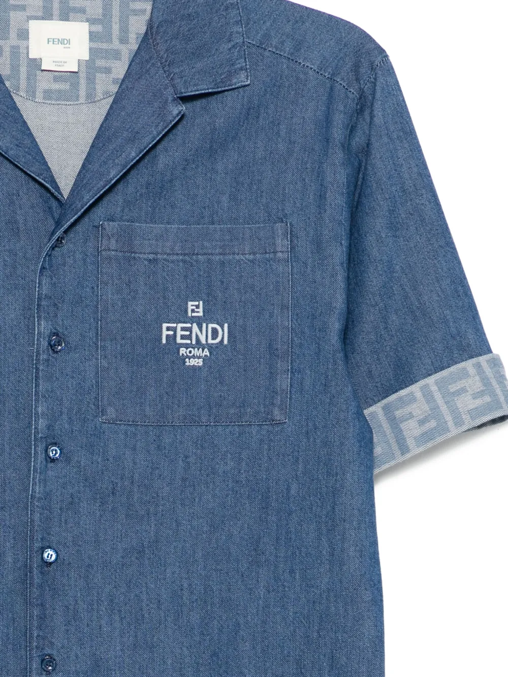 Fendi Kids Spijkershirt met geborduurd logo Blauw