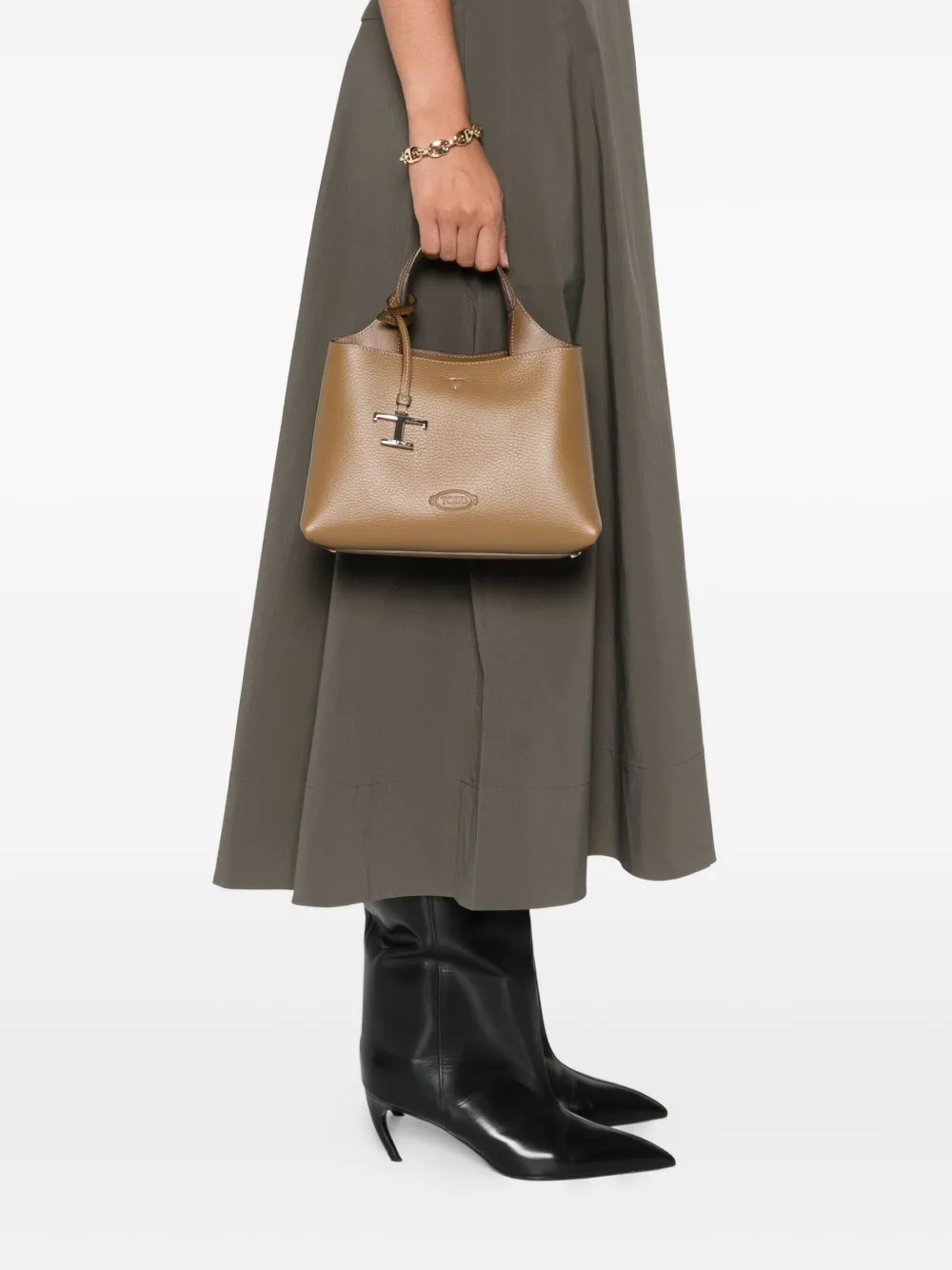 Tod's Leren shopper met T-logo Groen