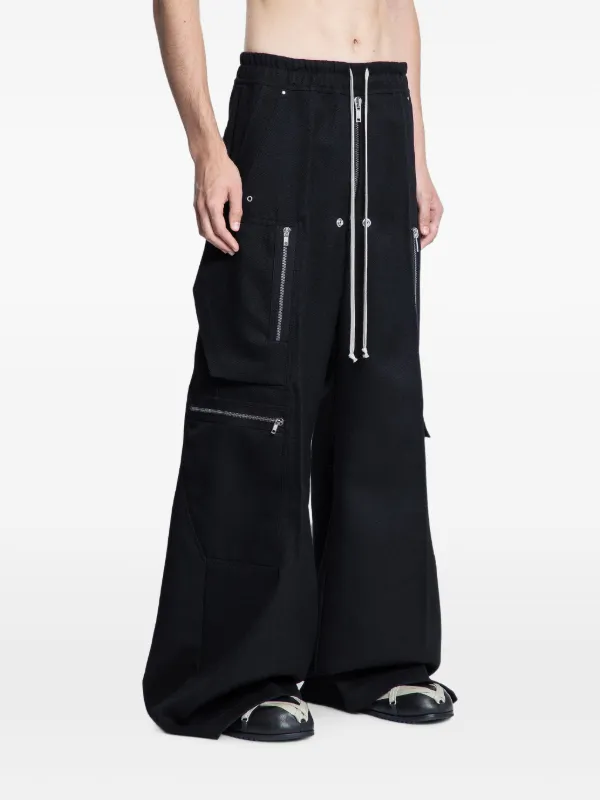 Rickowens ブラックカーゴパンツ スリムフィット Rick Owens ジップポケット カーゴパンツ | ブラック | FARFETCH JP