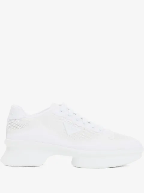 Prada mesh-panel lace-up sneakers