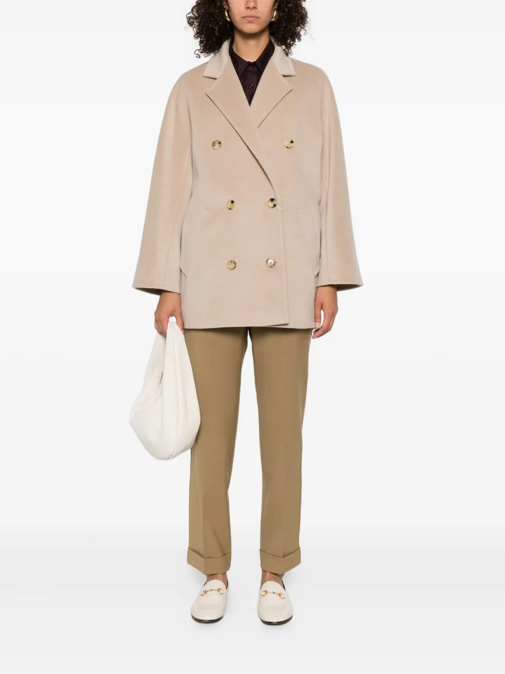 Max Mara double-breasted coat Beige