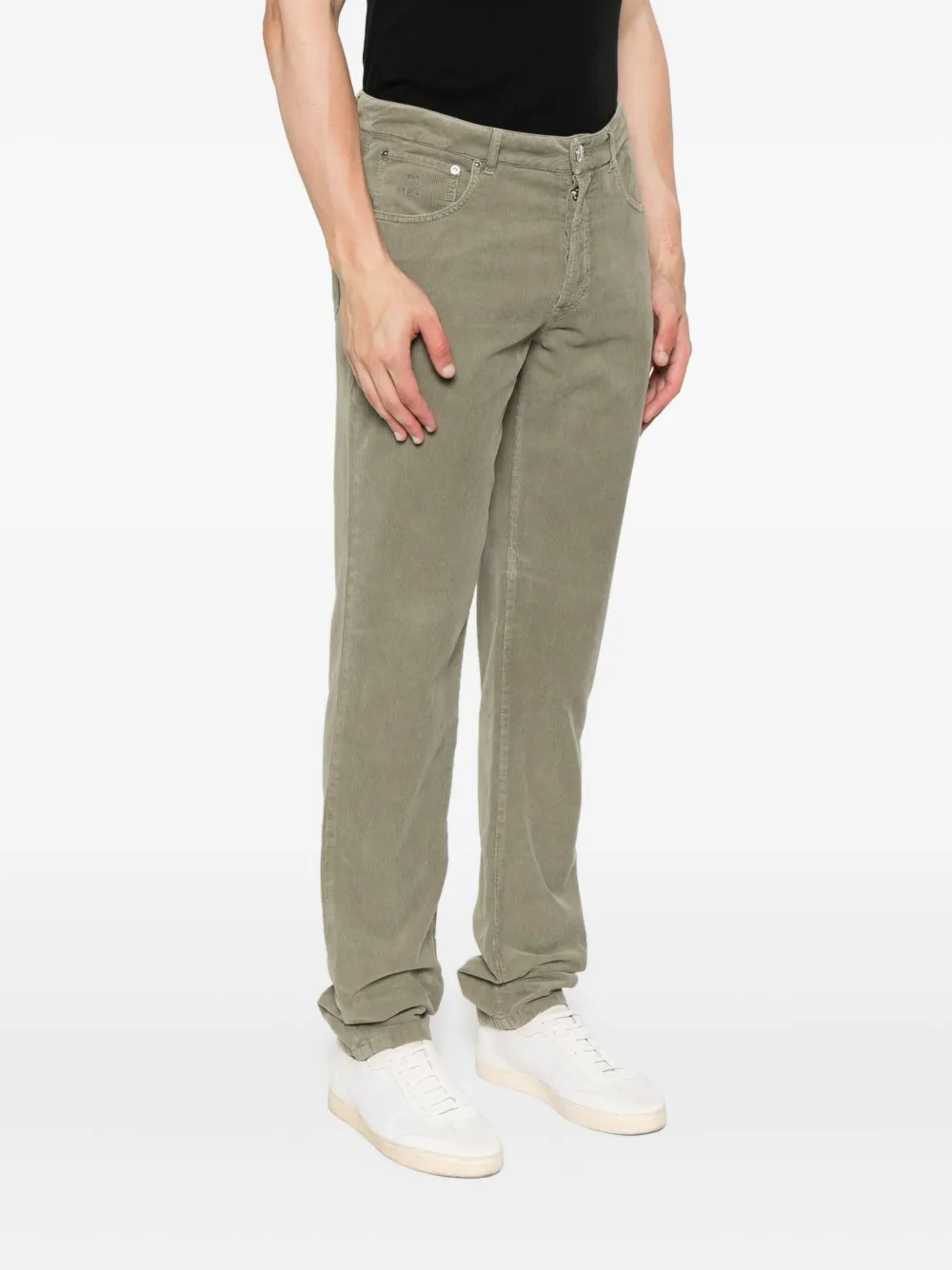 Brunello Cucinelli Ribfluwelen broek met vijf zakken Groen
