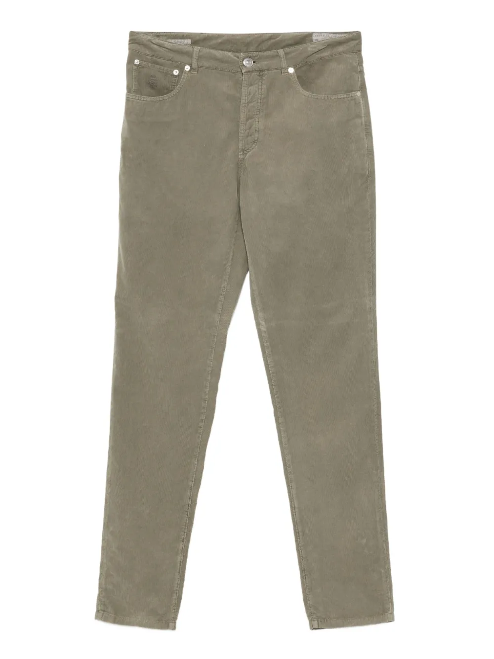 Brunello Cucinelli Ribfluwelen broek met vijf zakken Groen