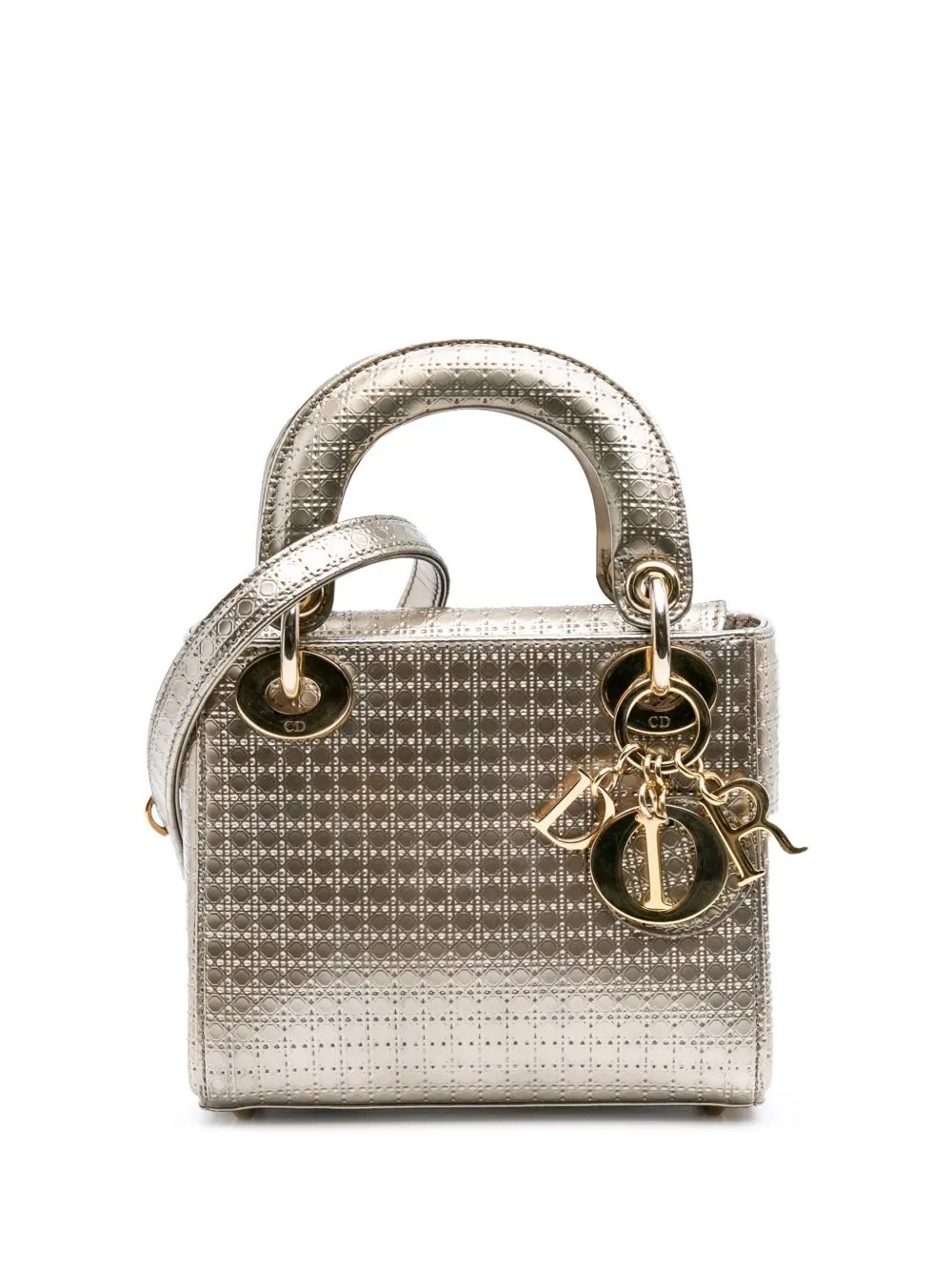 Christian Dior Pre-Owned 2016 Mini Metallic Patent Microcannage Lady Christian Dior Pre-Owned 2016 Mini Metallic Patent Microcannage Lady