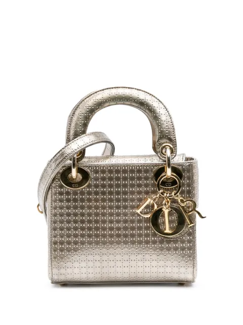 Christian Dior Pre-Owned شنطة 'ليدي ديور' صغيرة مصقولة ميتاليك بخياطة كاناج 2016