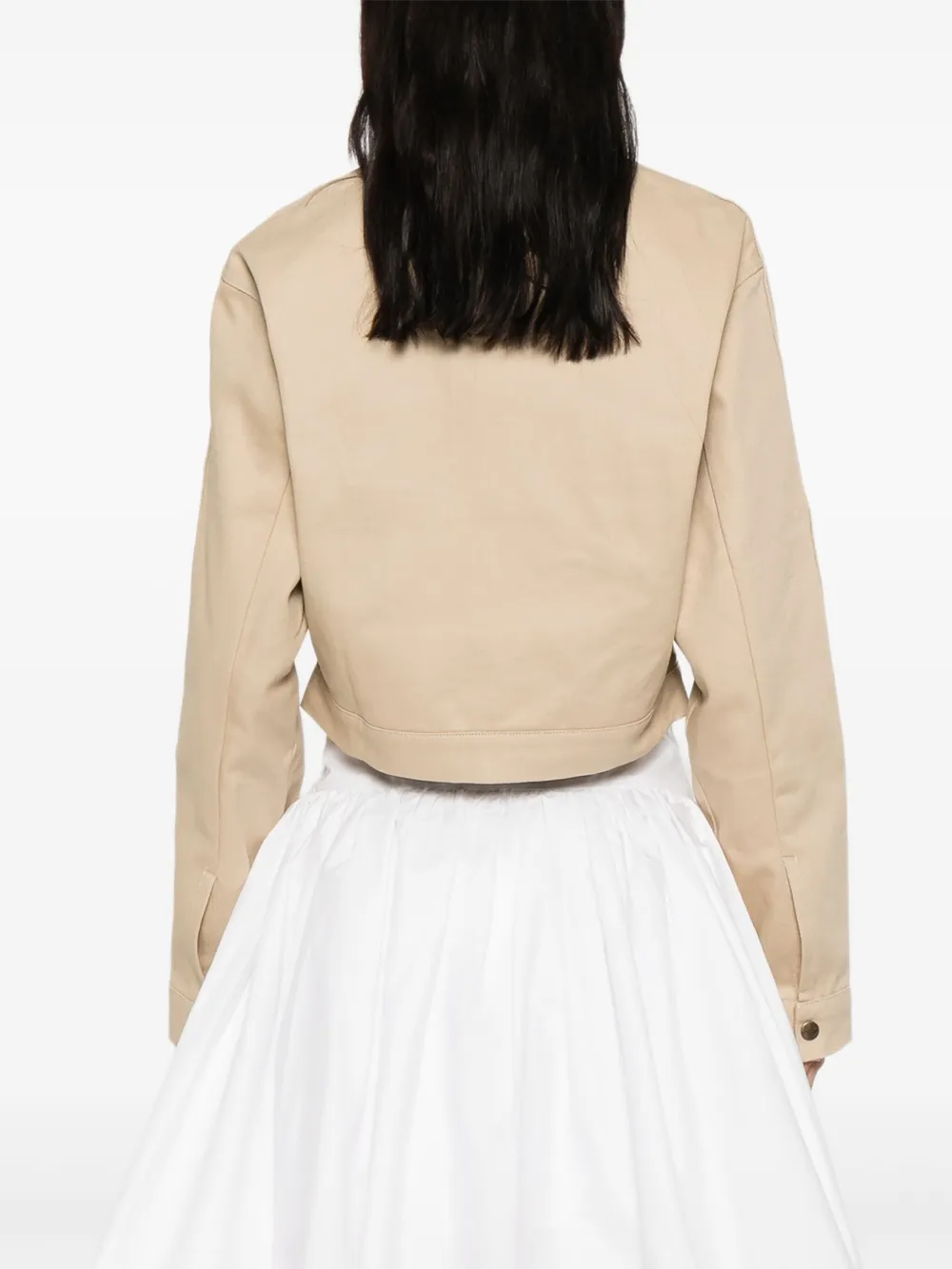 adidas Cropped jack met drie strepen en rits Beige