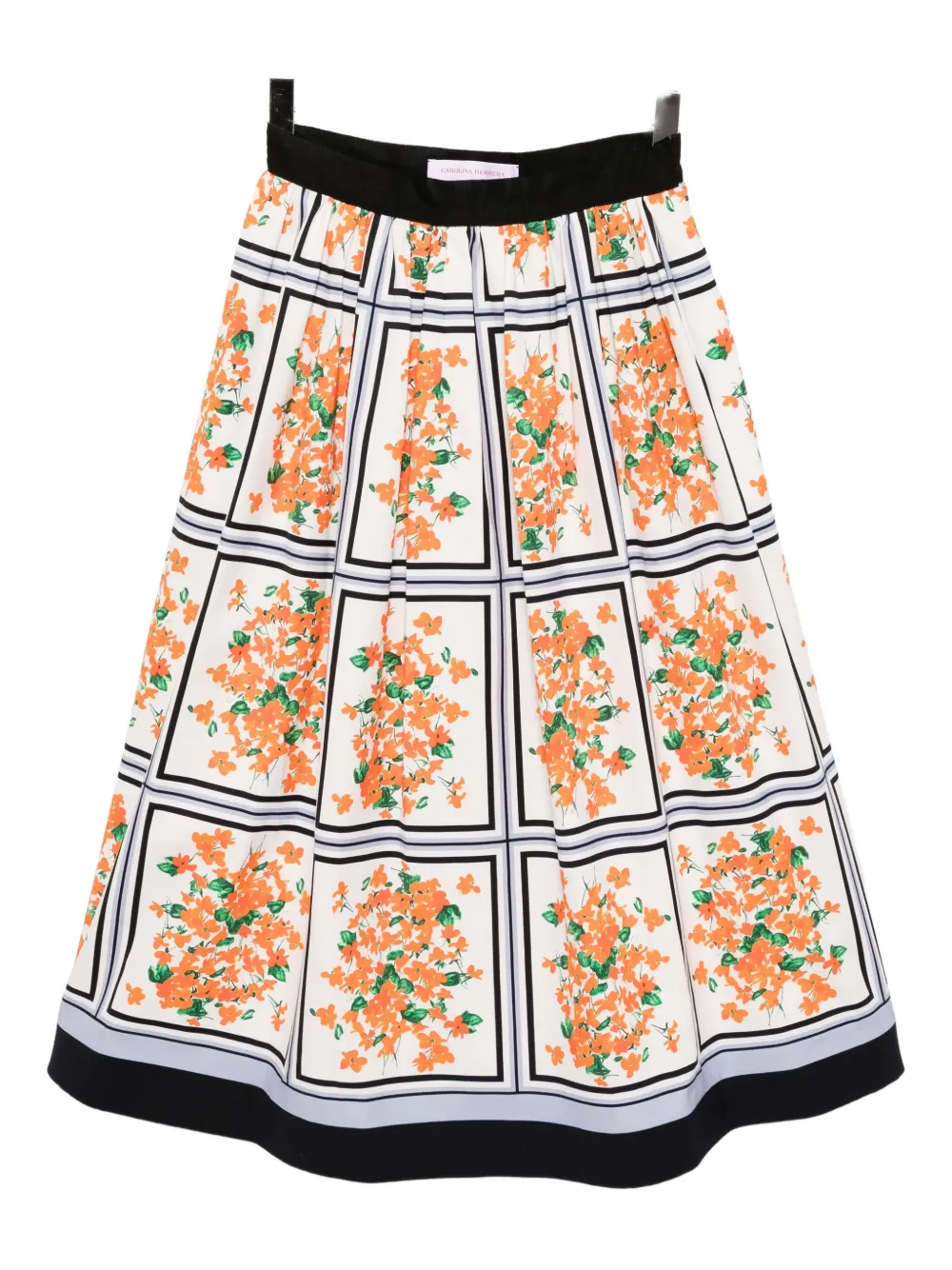 Carolina Herrera Gonna midi a fiori - Bianco