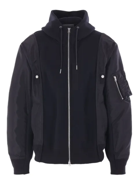 sacai panelled zip-up hoodie 