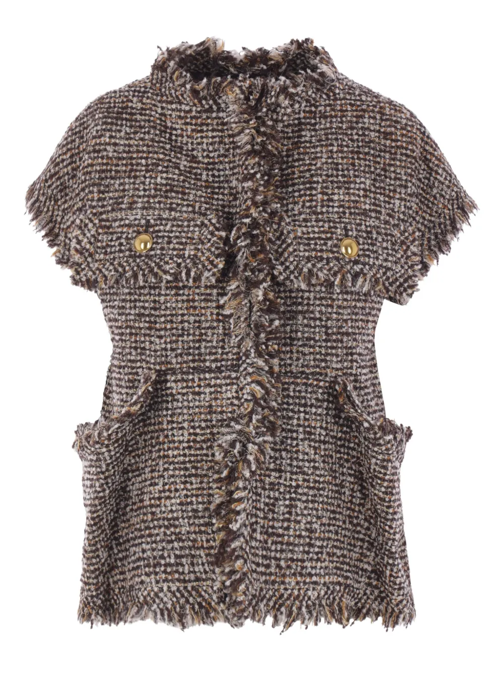 sacai tweed frayed-edge jacket | Braun | Image 1