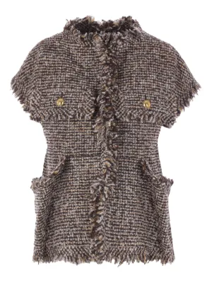 sacai サカイ　ツイード　ジャケット　コート 美品】 sacai / サカイ | フリンジツイード スタンドカラー