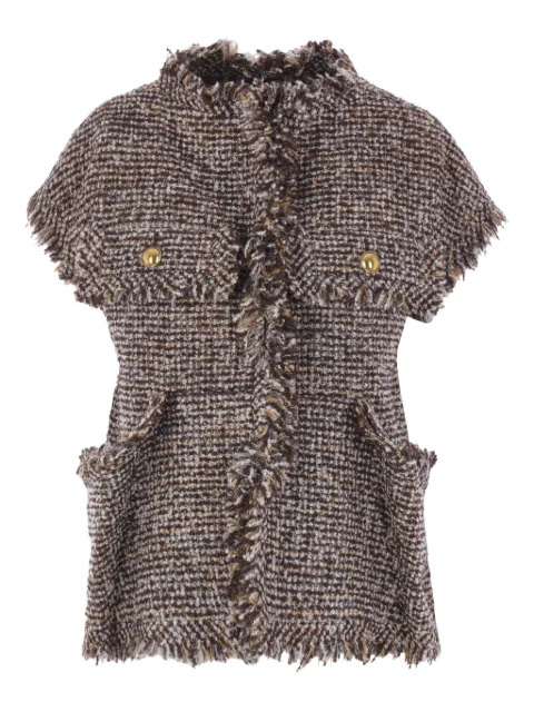 sacai tweed frayed-edge jacket