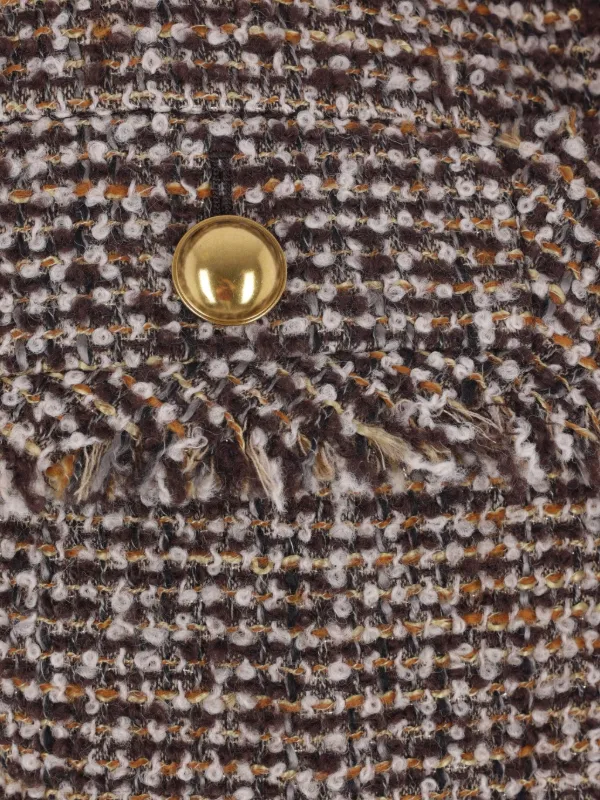 Sacai Tweed frayed-edge Jacket | Brown | FARFETCH