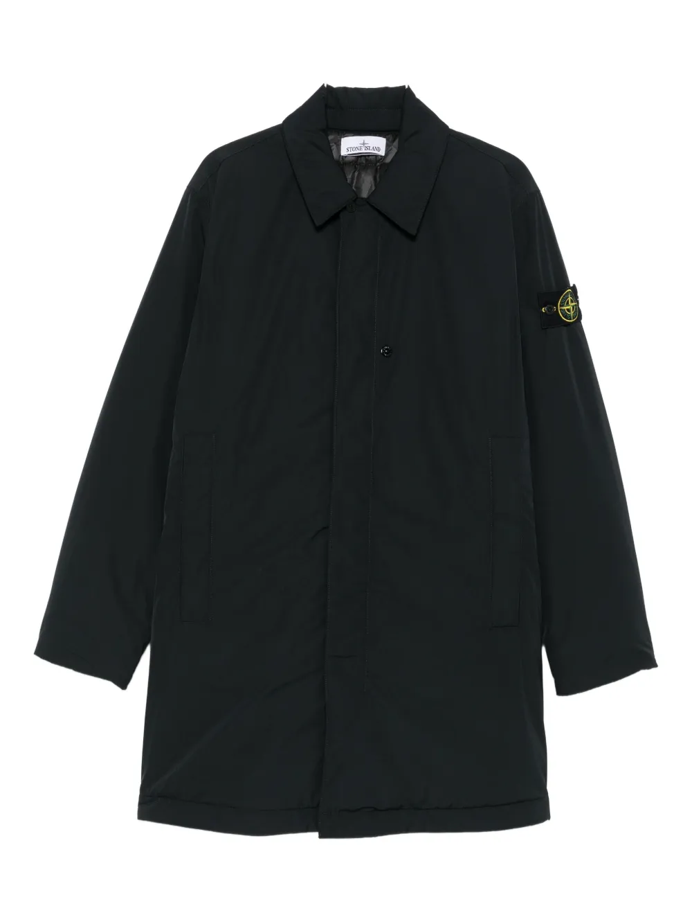 Stone Island patch-pocket recycled-polyester coat - Nero