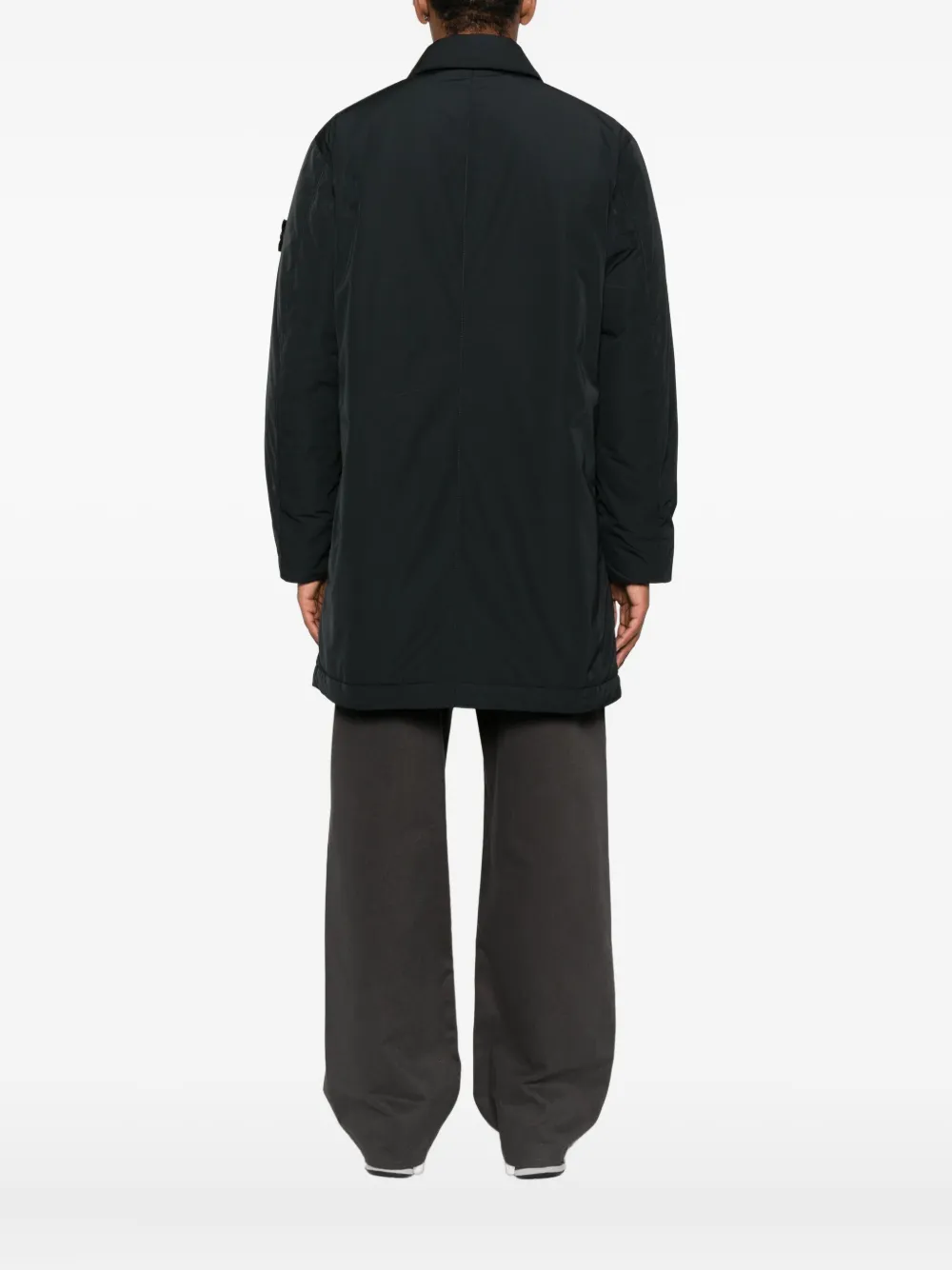 Stone Island patch-pocket recycled-polyester coat Zwart