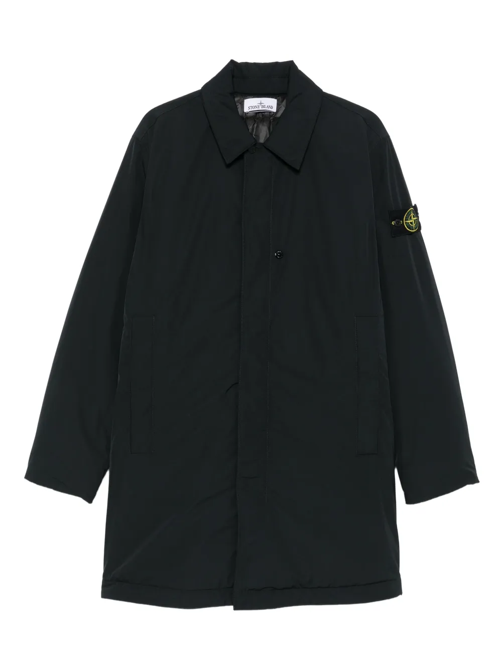 Stone Island patch-pocket recycled-polyester coat Zwart