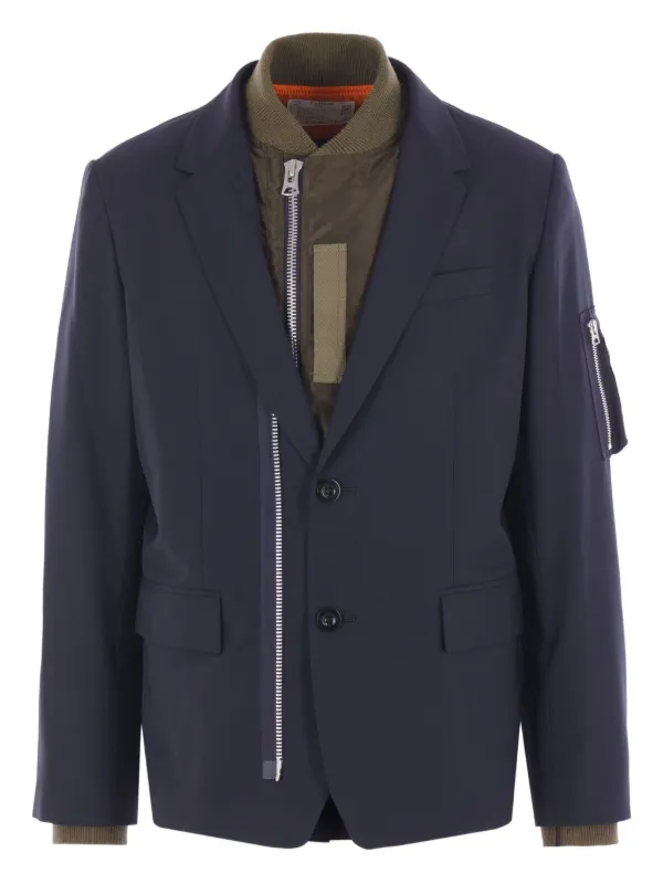 ジャケット・アウター sacai Sacai ジップディテール ジャケット | ブルー | FARFETCH JP