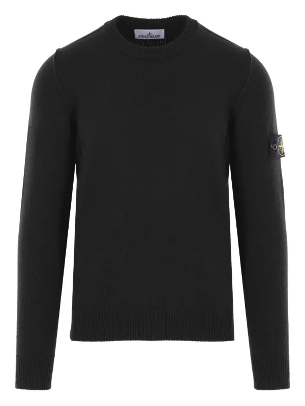 Stone Island ribbed-knit crew-neck Sweater Black FARFETCH IN