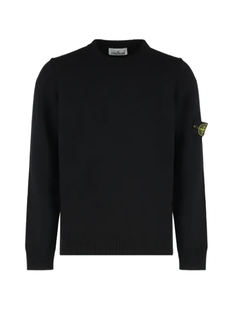 Stone Island suéter tejido de canalé con cuello redondo