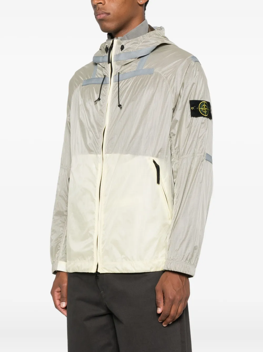 Stone Island hooded panelled jacket Beige