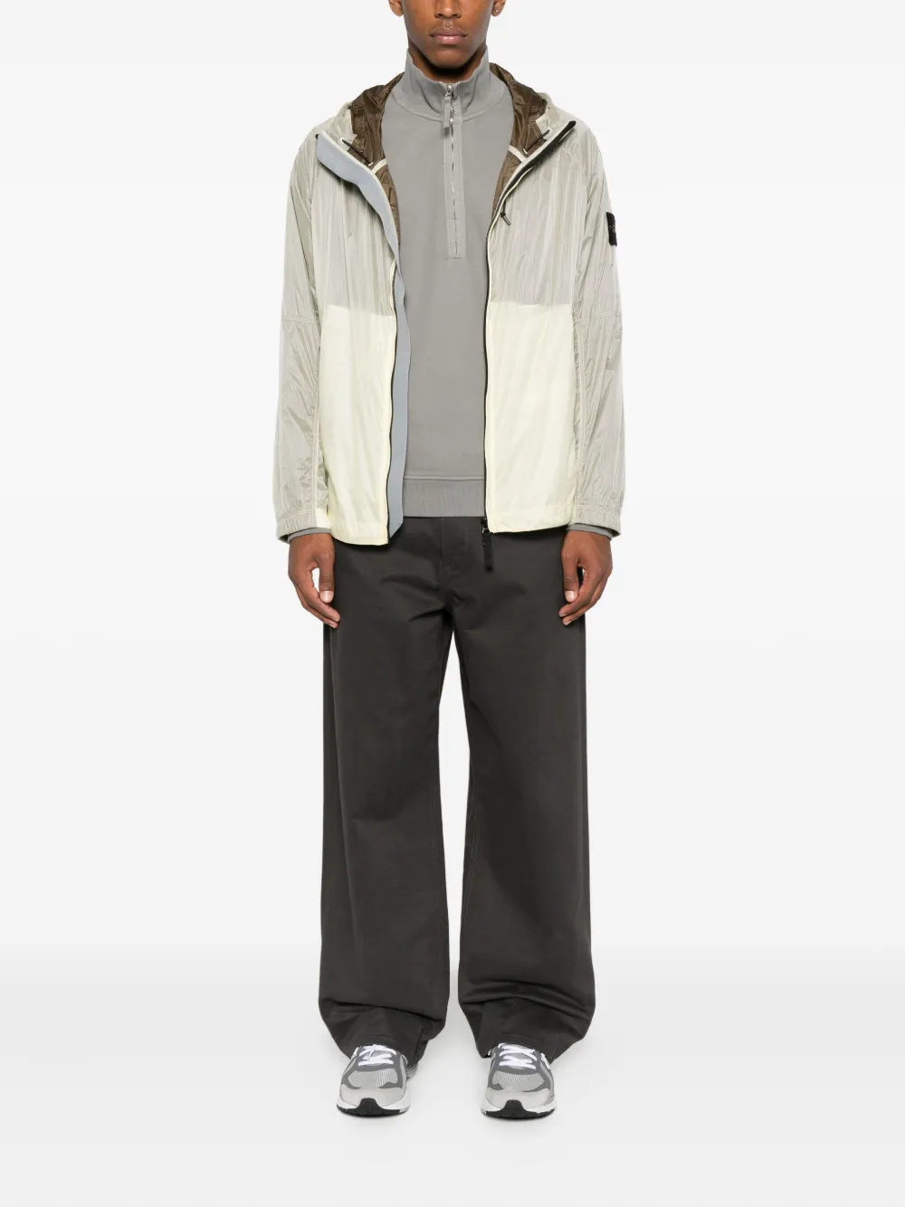 Stone Island hooded panelled jacket Beige
