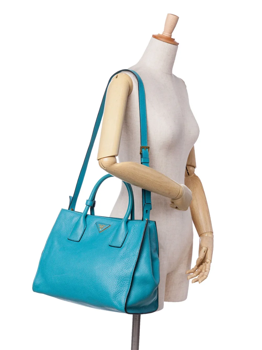 Pre-owned Prada 2000-2024 Vitello Daino Open Convertible Tote Satchel