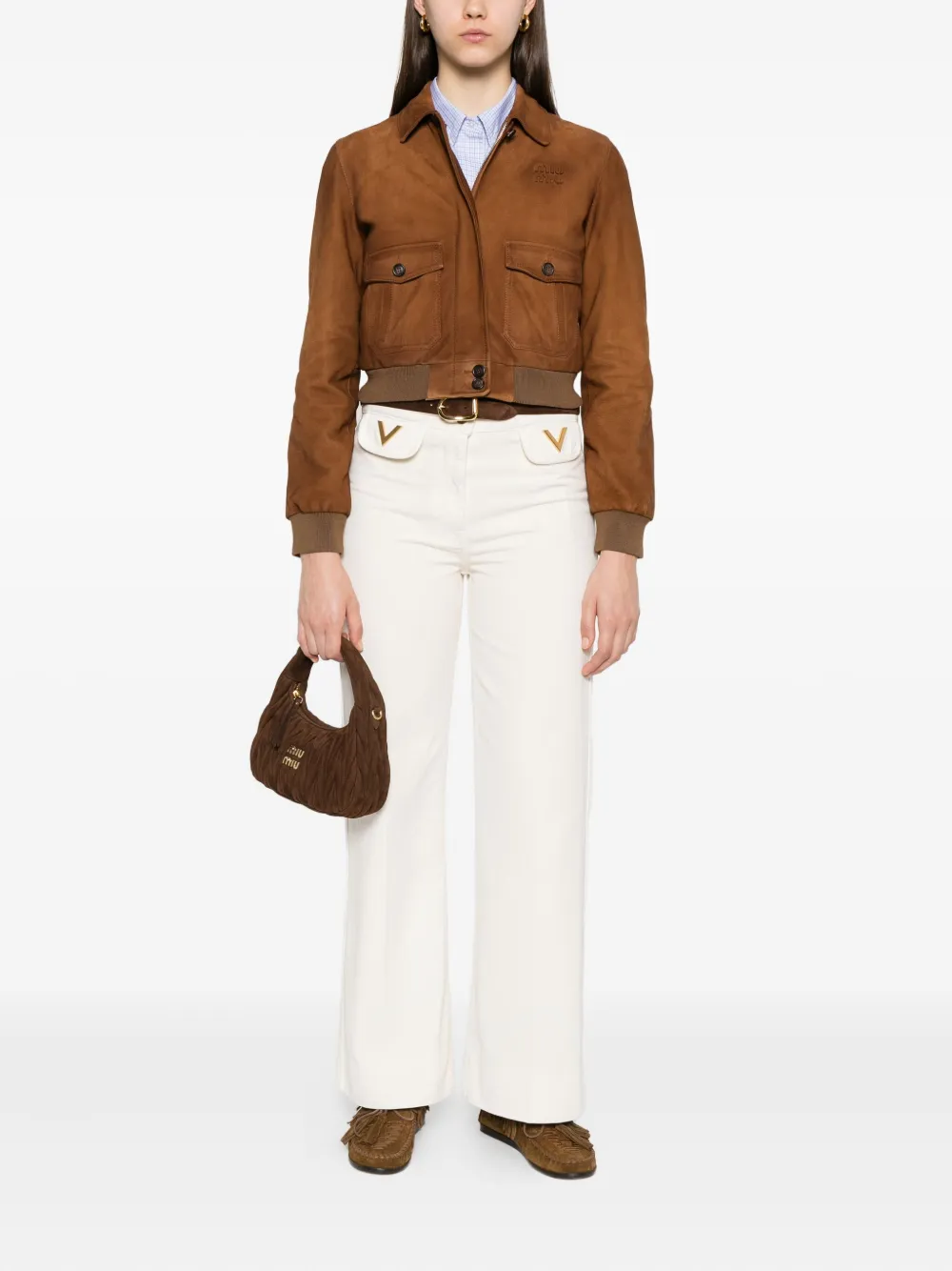 Valentino Garavani Verfraaide jeans met V-vorm Beige