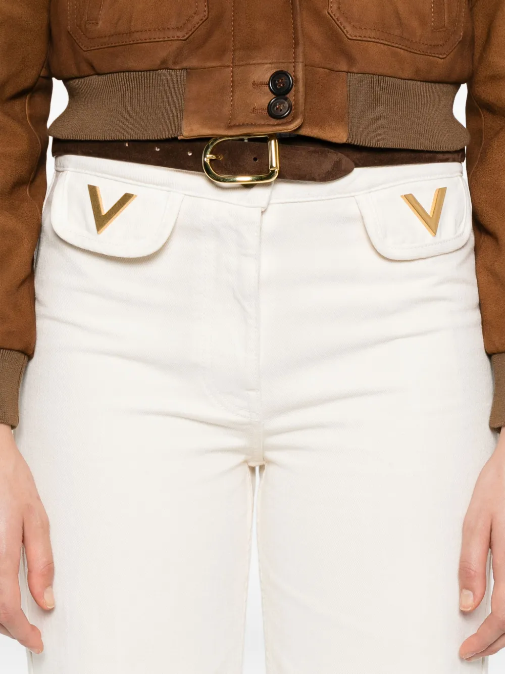 Valentino Garavani Verfraaide jeans met V-vorm Beige