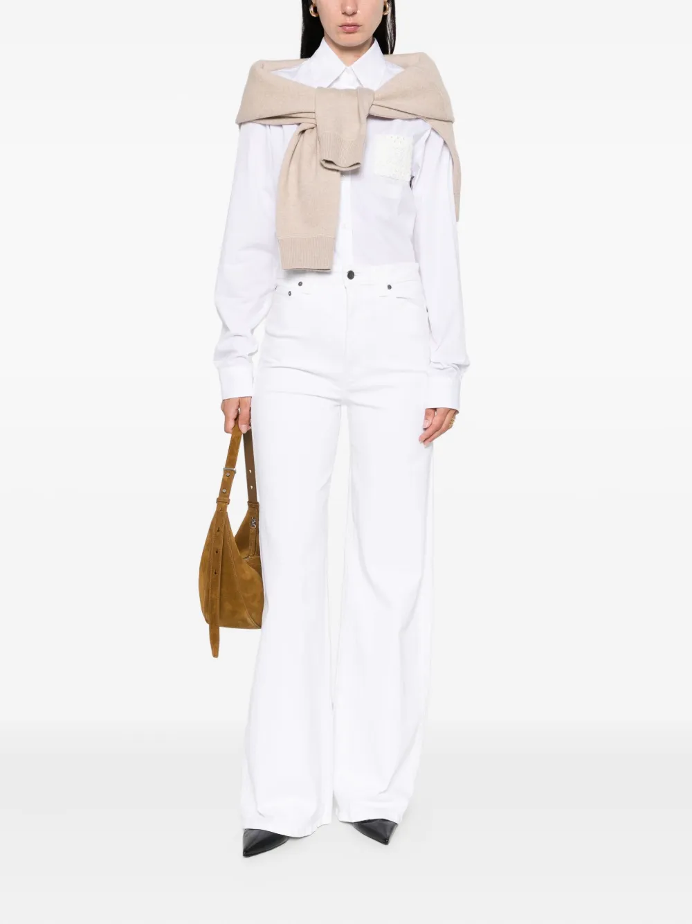 Nº21 Katoenen blouse met kanten zak - Wit