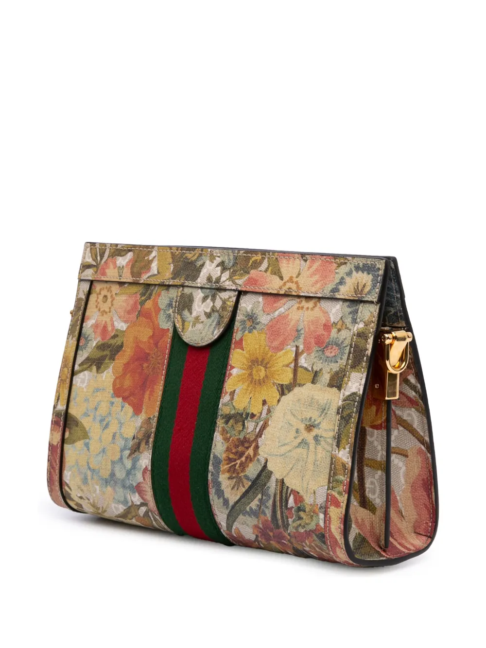 Pre-owned Gucci 2016-2025 Small Gg Supreme Water Flora Ophidia Chain Bag Satchel In Brown