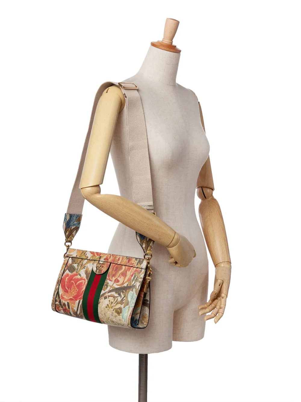 Pre-owned Gucci 2016-2025 Small Gg Supreme Water Flora Ophidia Chain Bag Satchel In Brown