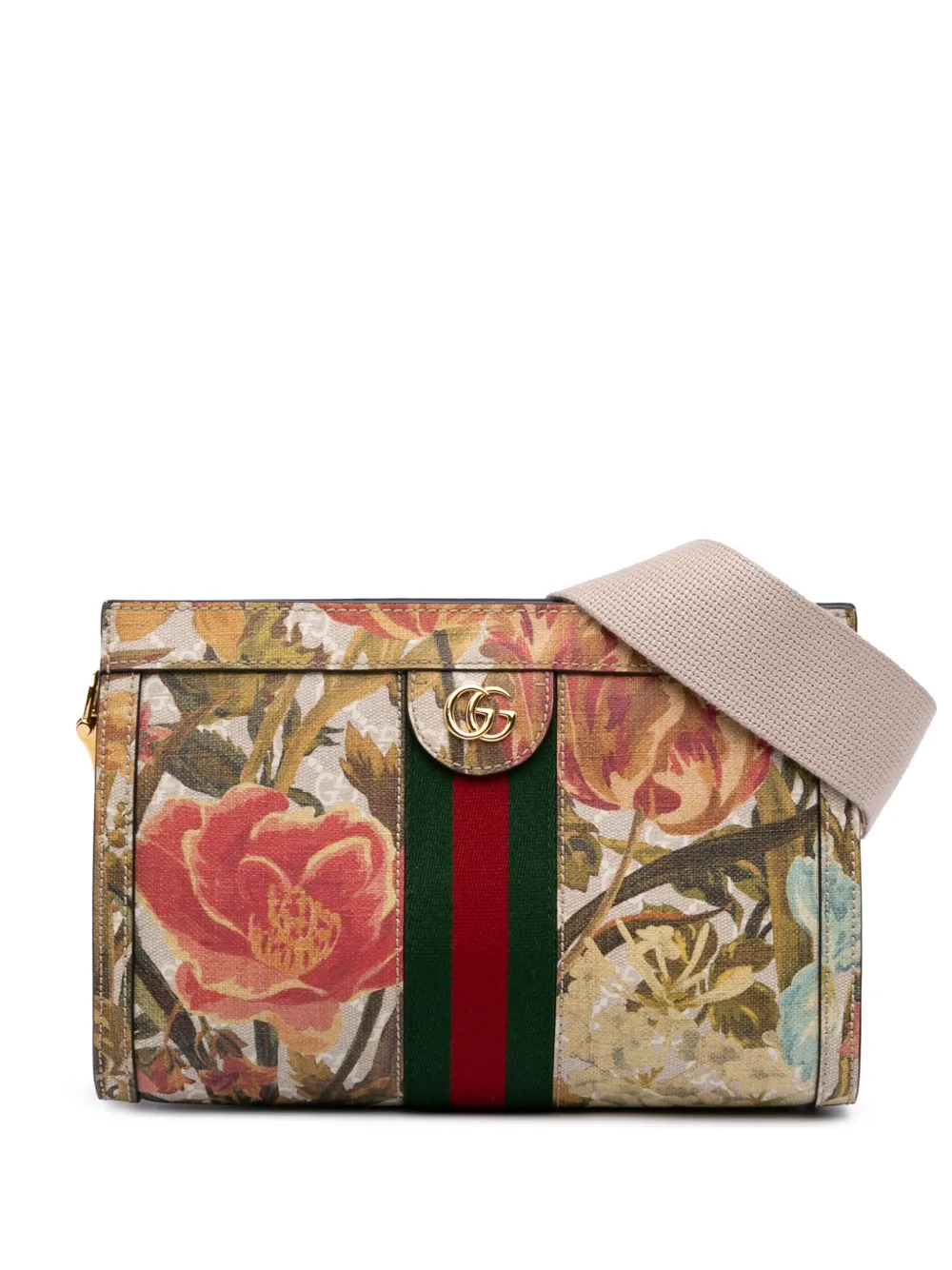 Pre-owned Gucci 2016-2025 Small Gg Supreme Water Flora Ophidia Chain Bag Satchel