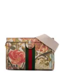 Gucci Pre-Owned 2016-2025 Small GG Supreme Water Flora Ophidia Chain Bag satchel - Brown