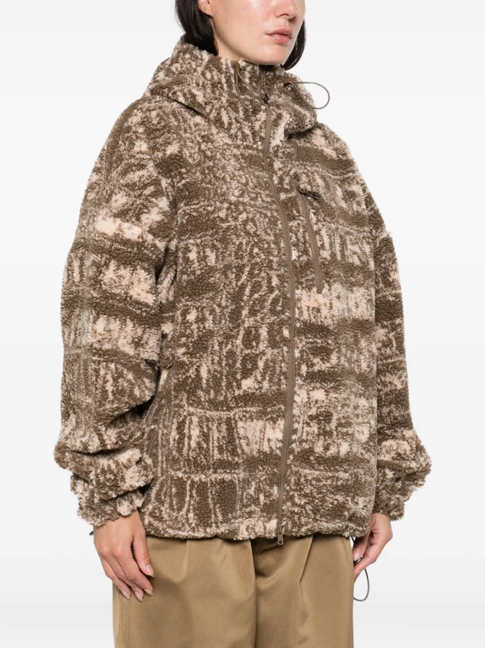 Adidas By Stella Mccartney Hooded Zip Fleece Jacket In Brown