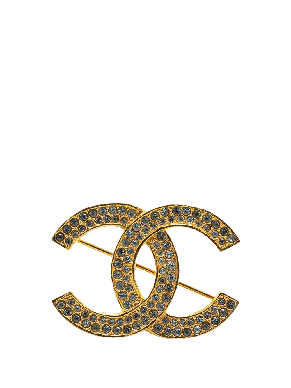 CHANEL Pre-Owned 1950-1970 Gold Plated Rhinestone CC Brooch costume CHANEL Pre-Owned 1950-1970 Gold Plated Rhinestone CC Brooch costume