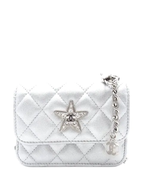 CHANEL Pre-Owned 2021-2025 Metallic Lambskin Crystal Star Chain belt bag