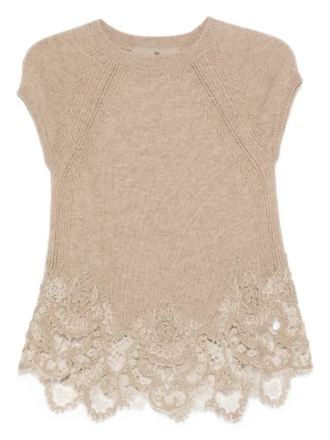 Ermanno Scervino playera con ribete de encaje