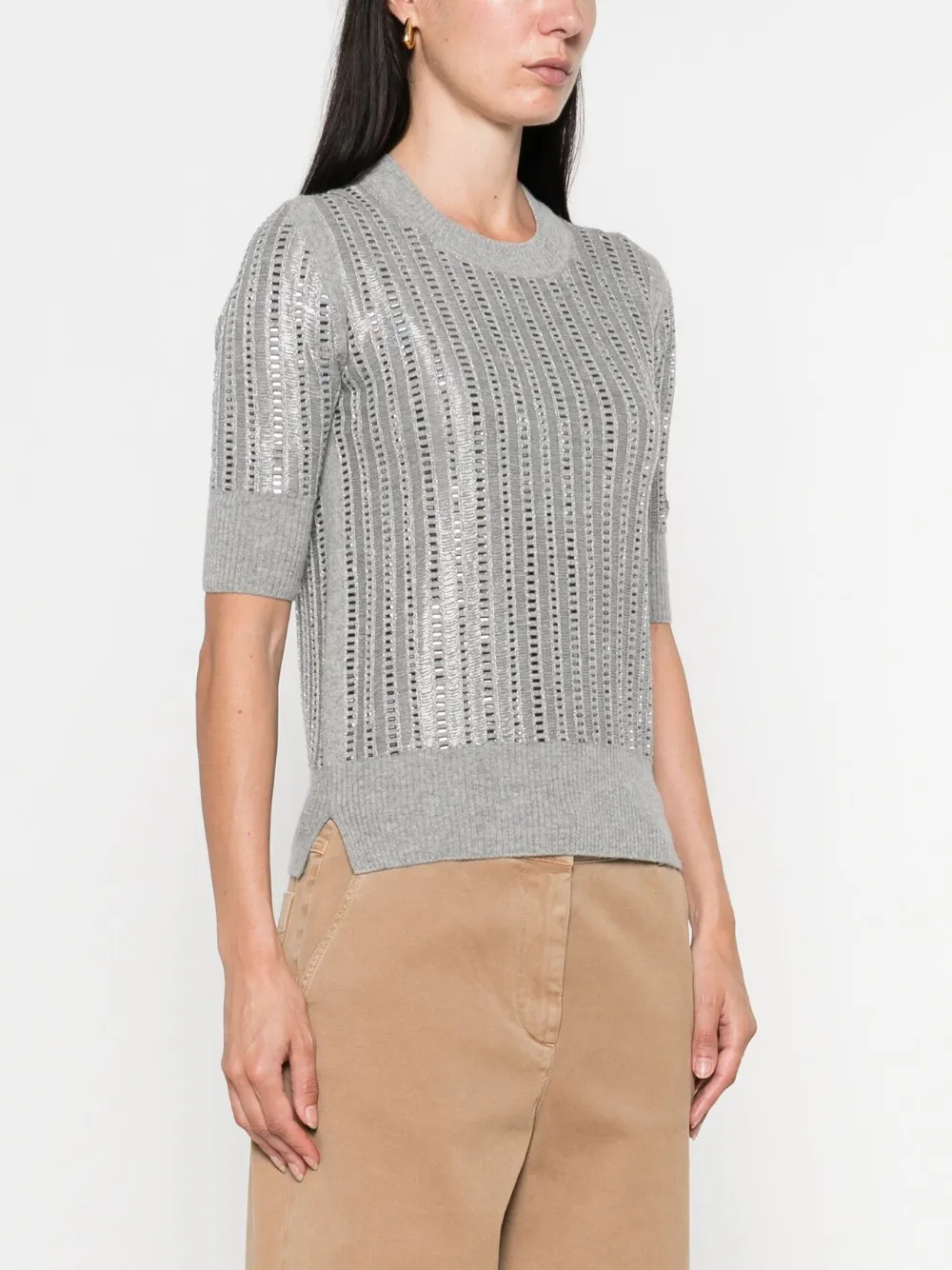 Ermanno Scervino ribbed short-sleeved T-shirt Grijs