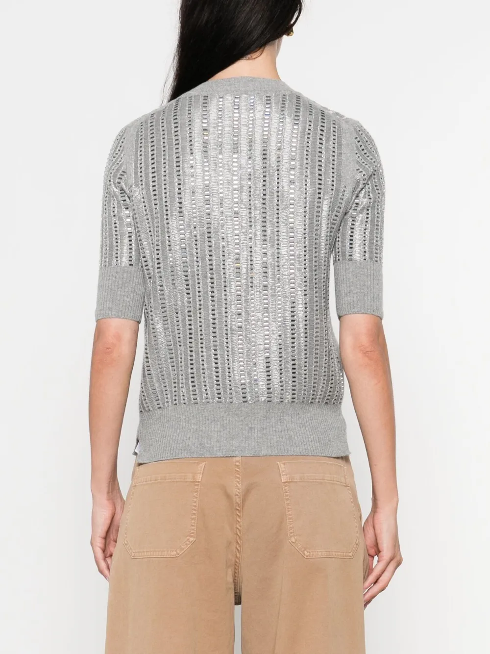 Ermanno Scervino ribbed short-sleeved T-shirt Grijs