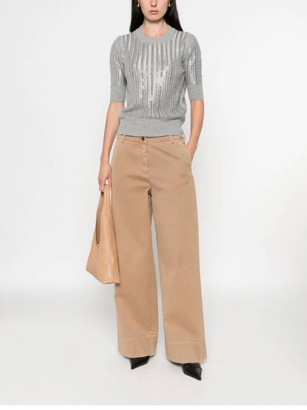Ermanno Scervino ribbed short-sleeved T-shirt Grijs
