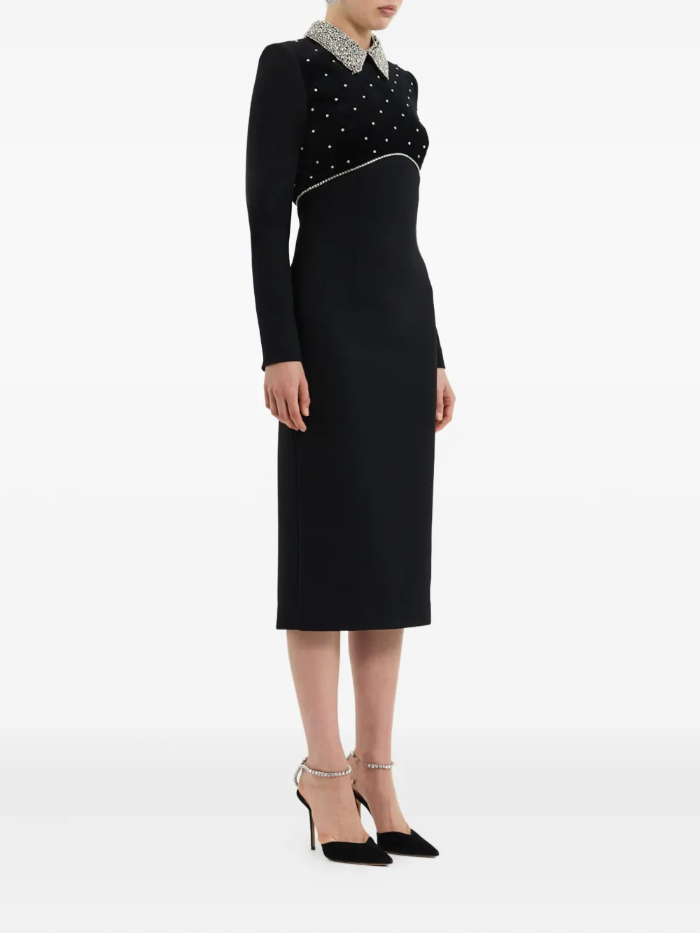 Rebecca Vallance Alistair midi-jurk met verfraaide kraag Zwart