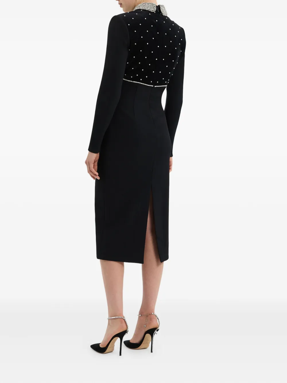 Rebecca Vallance Alistair midi-jurk met verfraaide kraag Zwart