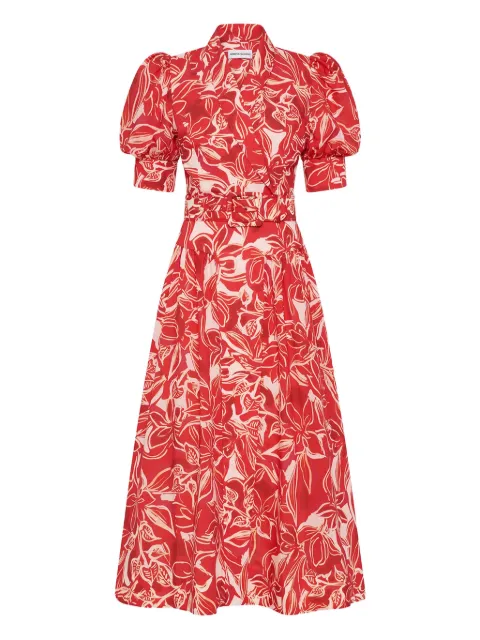 Rebecca Vallance Alloure puff-sleeve floral midi dress