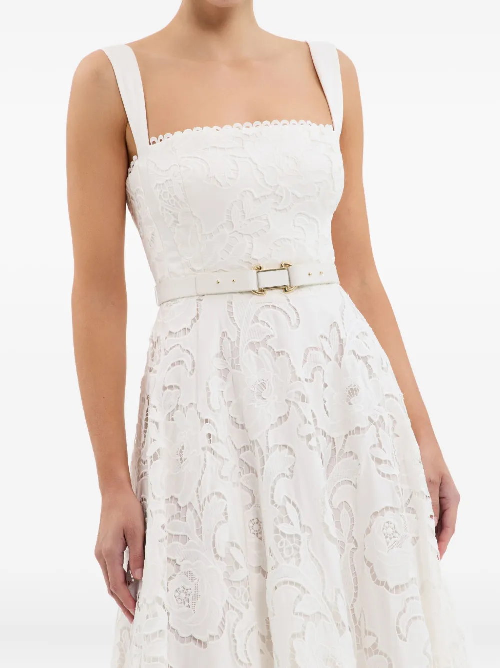 Rebecca Vallance Ginger midi-jurk met afwerking van kant Beige