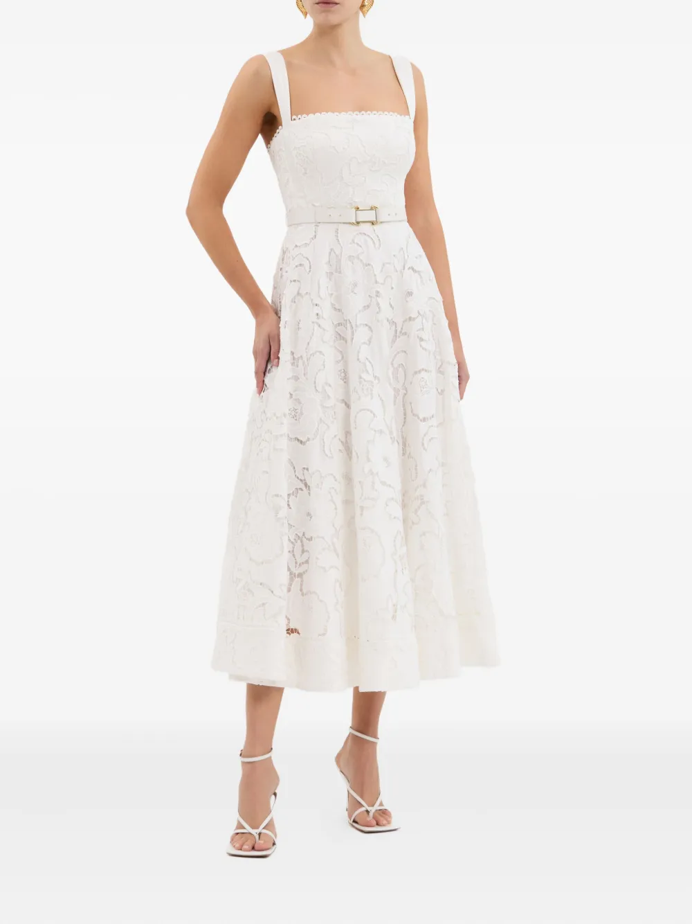 Rebecca Vallance Ginger midi-jurk met afwerking van kant - Beige