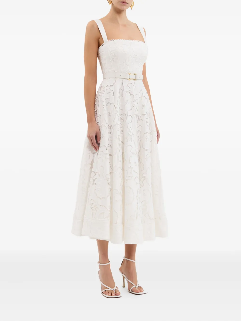 Rebecca Vallance Ginger midi-jurk met afwerking van kant Beige